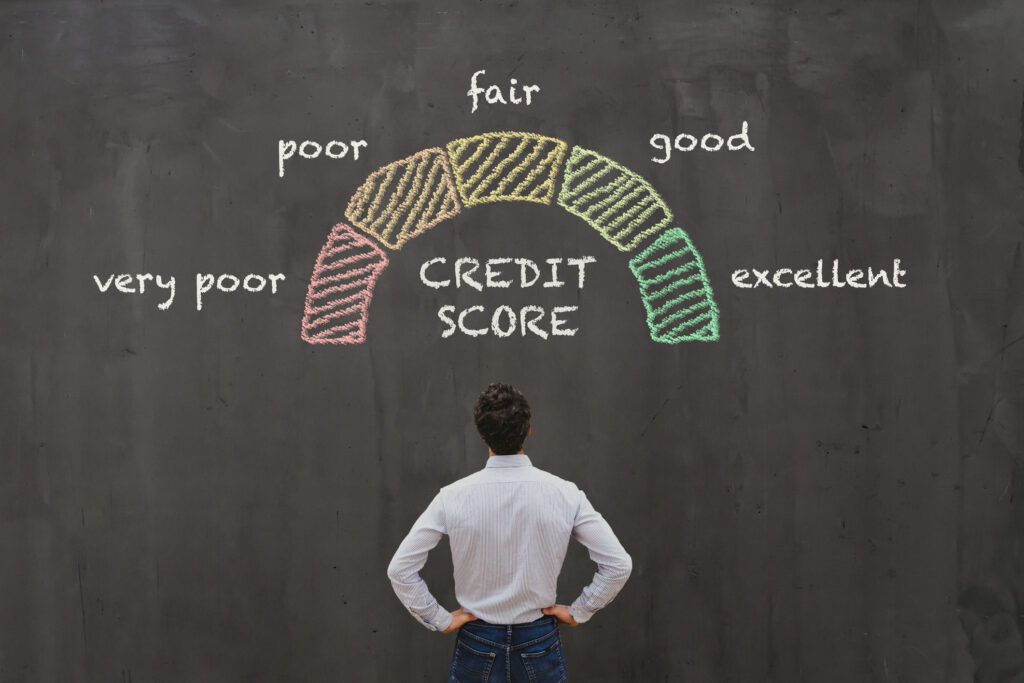 credit score concept, poor or excellent, loan in bank