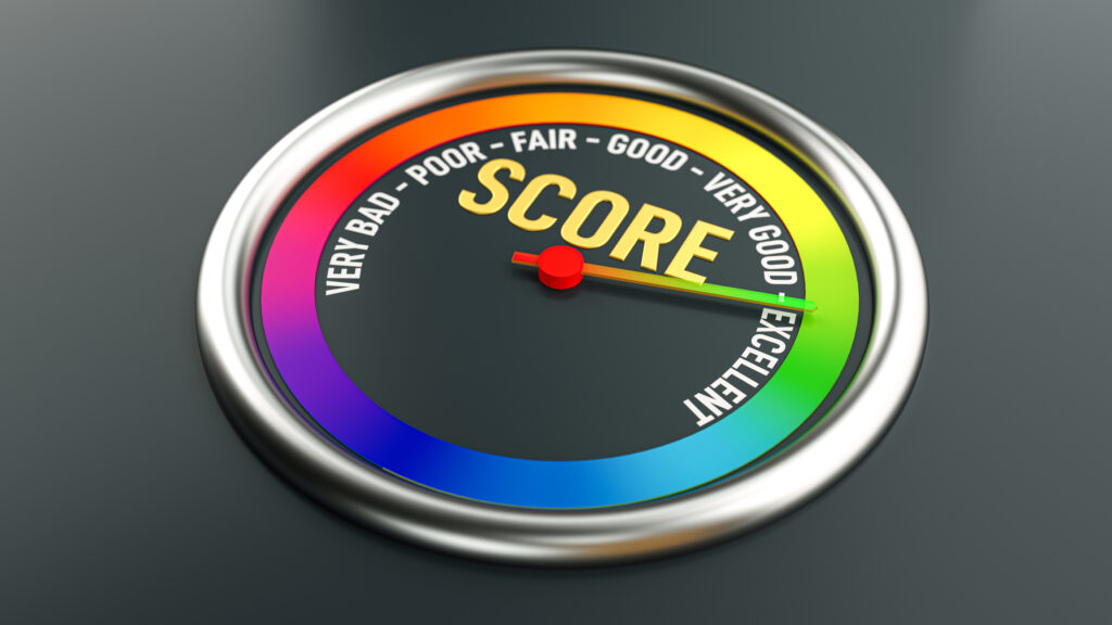 Business Credit Score Gauge Concept, Excellent Grade.