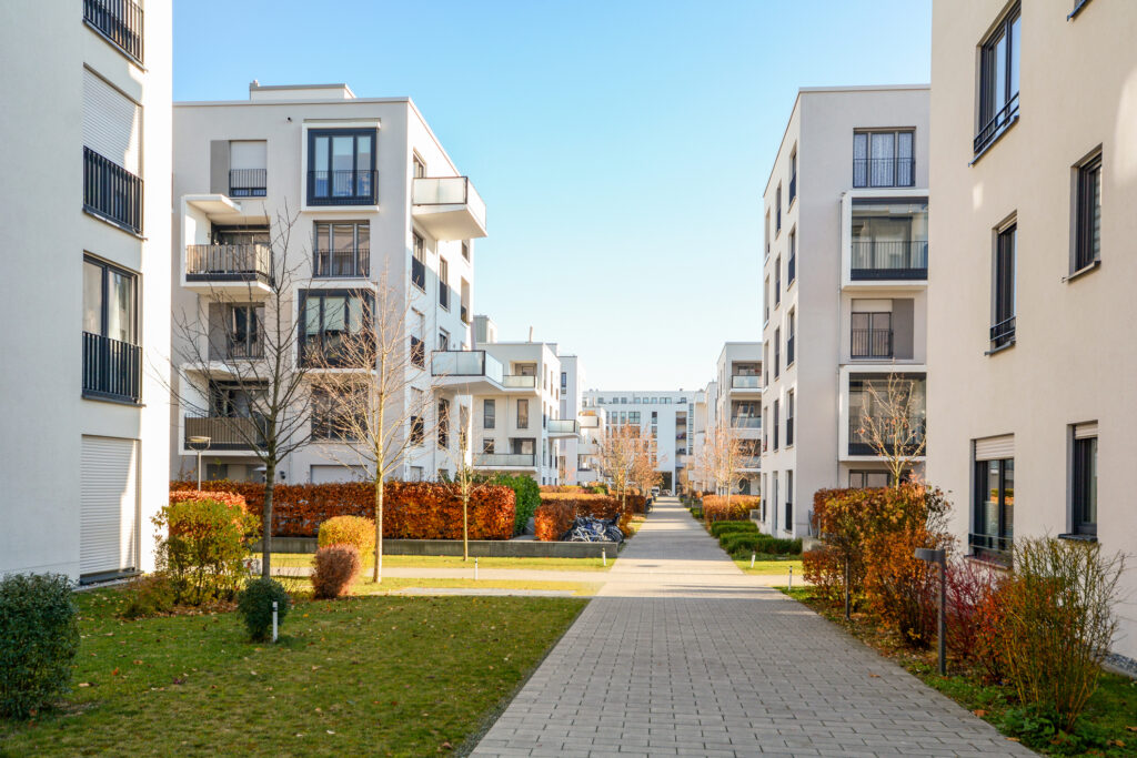 Residential buildings in late autumn